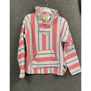 Baja Joe Knit Hoodie Sweater Unisex Size Small Red Black Grey